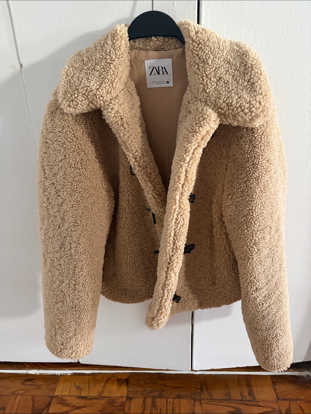 Zara Tan Teddy Toggle Jacket